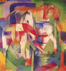 Elefant, Pferd, Rind, Winter nach Marc